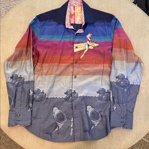 Robert Graham Limited Edition Ombre SunsetButton-Up Shirt with Fishing Pinup